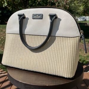 Kate Spade Black and Cream Woven Satchel